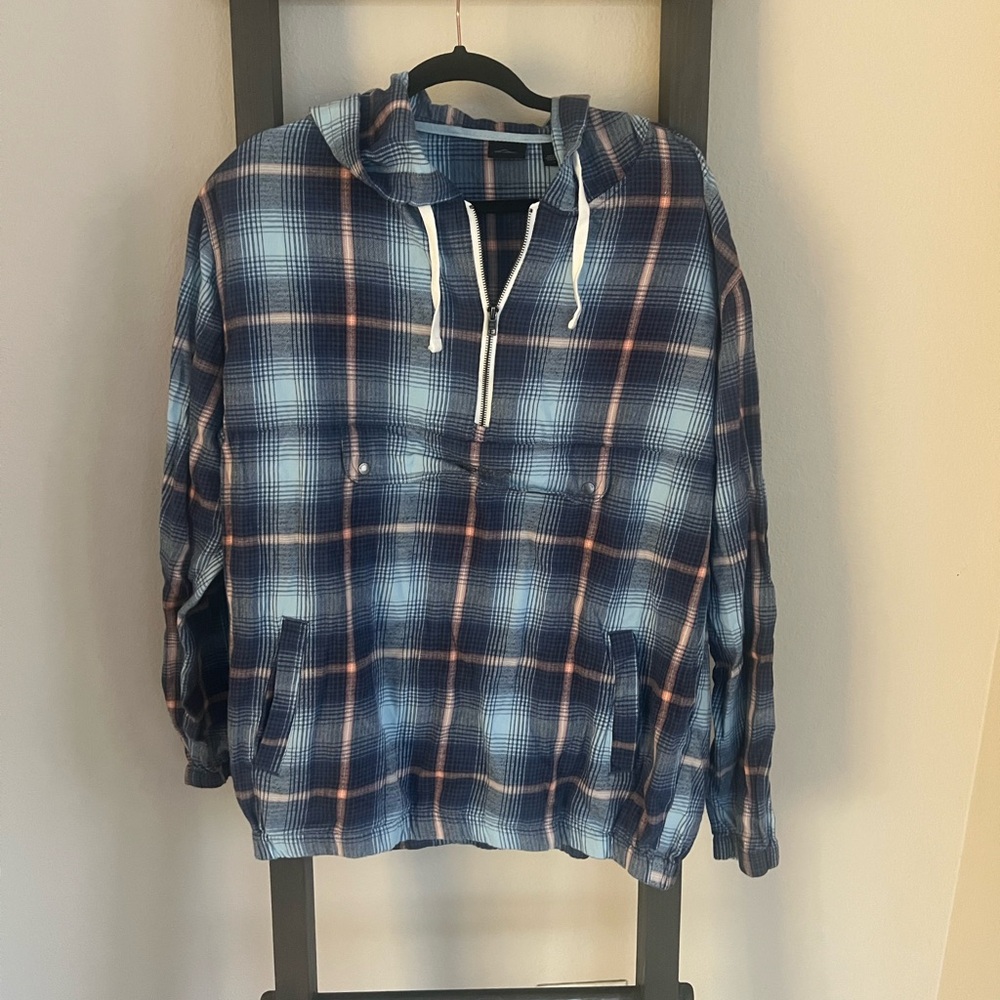 Quiksilver Blue and Pink Plaid Jacket